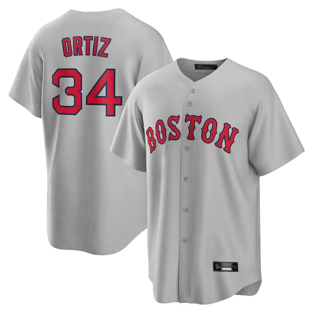 STECN B.Red Sox #34 David Ortiz Player Gray Road Home Game Stitched Jerseys