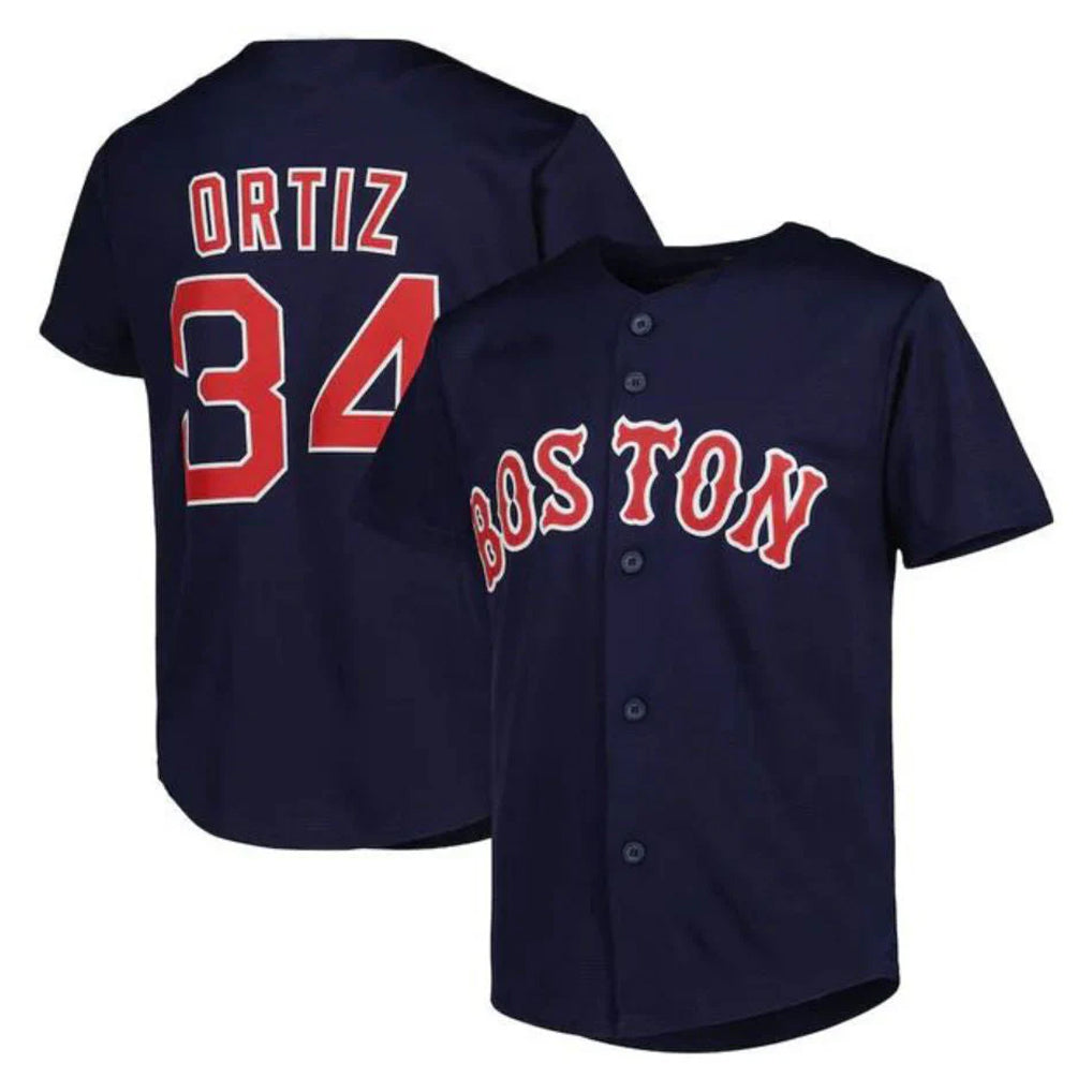 STECN B.Red Sox #34 David Ortiz Player Navy Mitchell & Ness Cooperstown Collection Mesh Home Stitched Jerseys