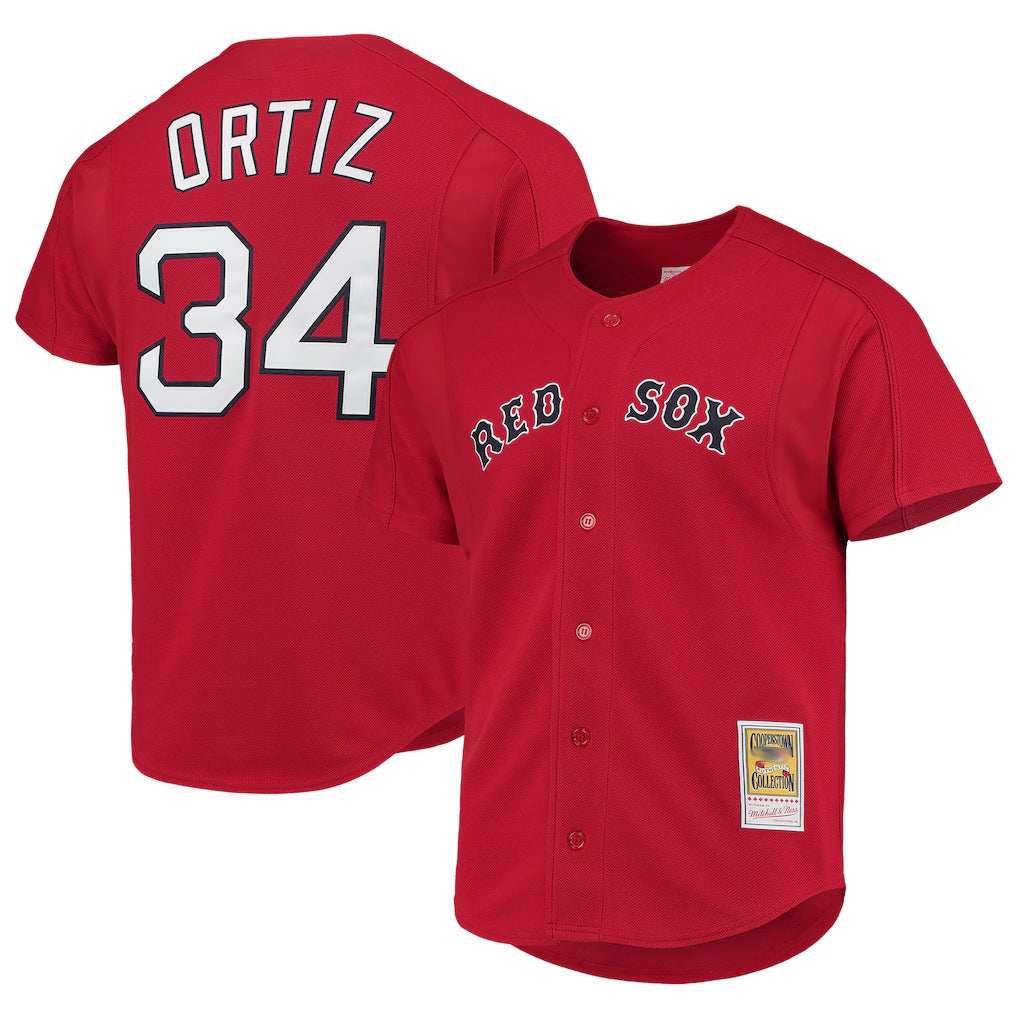 STECN B.Red Sox #34 David Ortiz Player Red Mitchell & Ness Cooperstown Collection Home Stitched Jerseys