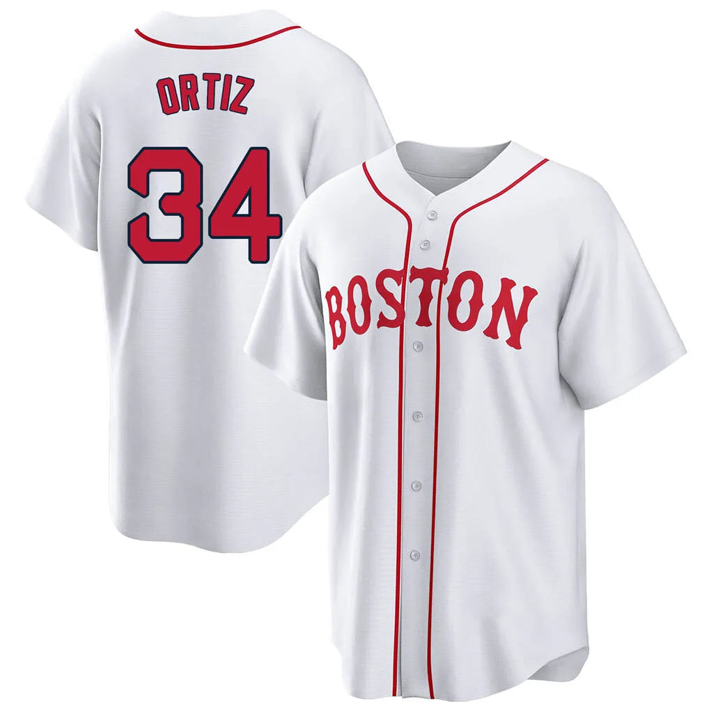STECN B.Red Sox #34 David Ortiz Player White Game Home Stitched Jerseys
