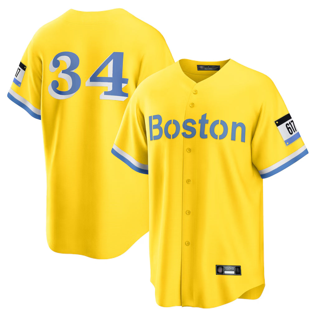 STECN B.Red Sox #34 David Ortiz Player Yellow Home Game Stitched Jerseys