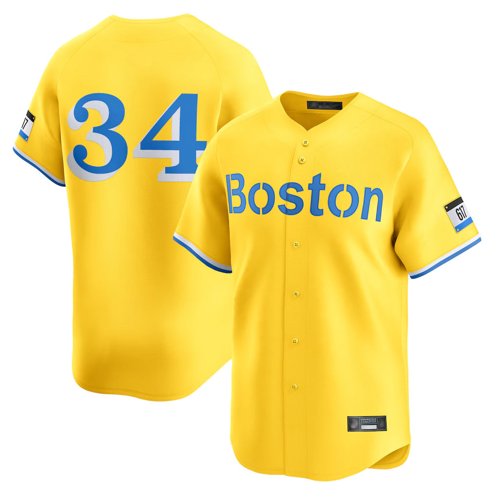 STECN B.Red Sox #34 David Ortiz Player Yellow Limited Home Game Stitched Jerseys