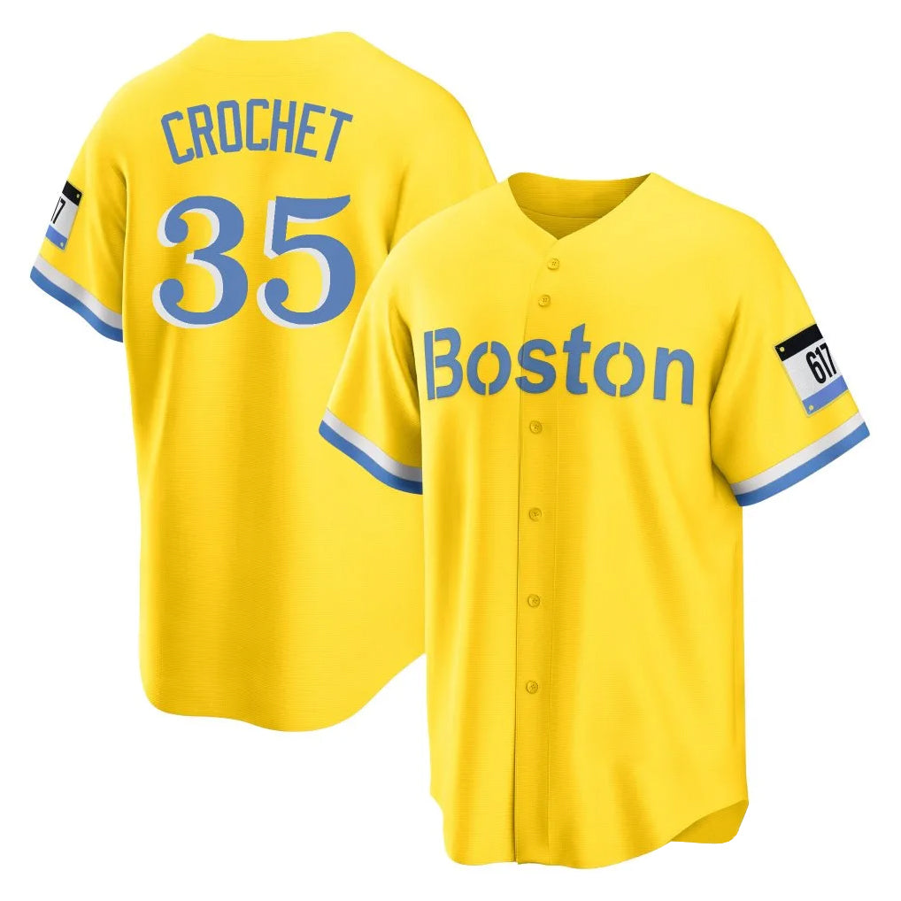 STECN B.Red Sox #35 Garrett Crochet Player Yellow Home Game Stitched Jerseys