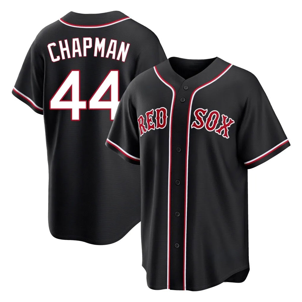 STECN B.Red Sox #44 Aroldis Chapman Player Black Out Home Game Stitched Jerseys