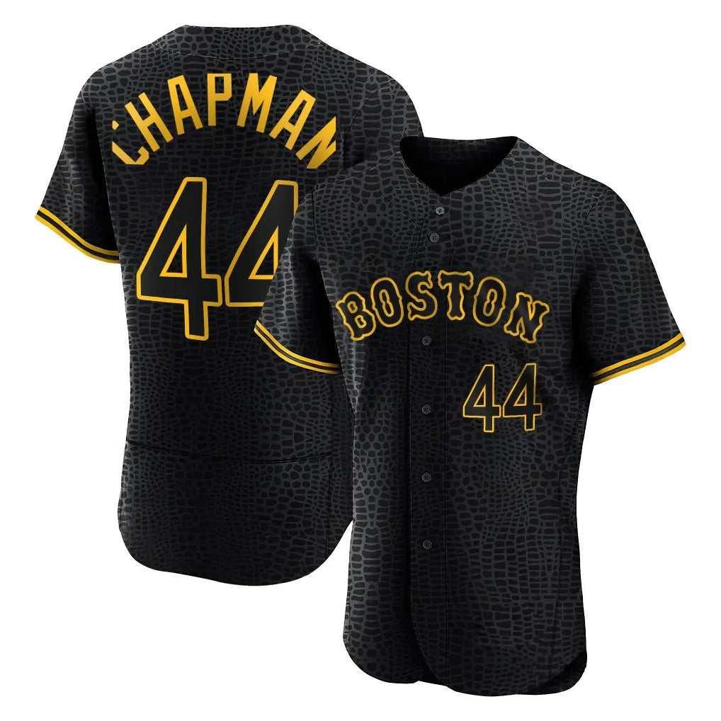 STECN B.Red Sox #44 Aroldis Chapman Player Black Snake Skin City Limited Elite Home Stitched Jerseys