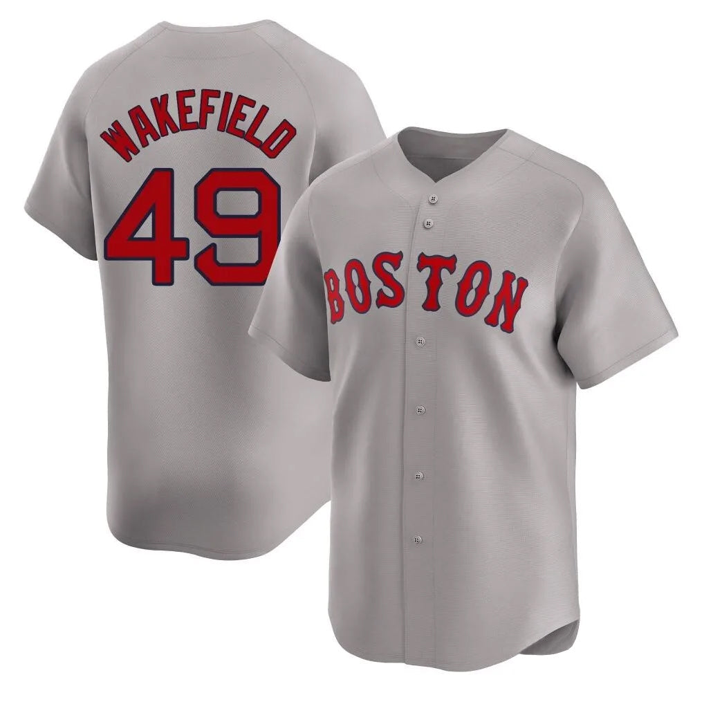 STECN B.Red Sox #49 Tim Wakefield Player Gray Road Limited Home Game Stitched Jerseys