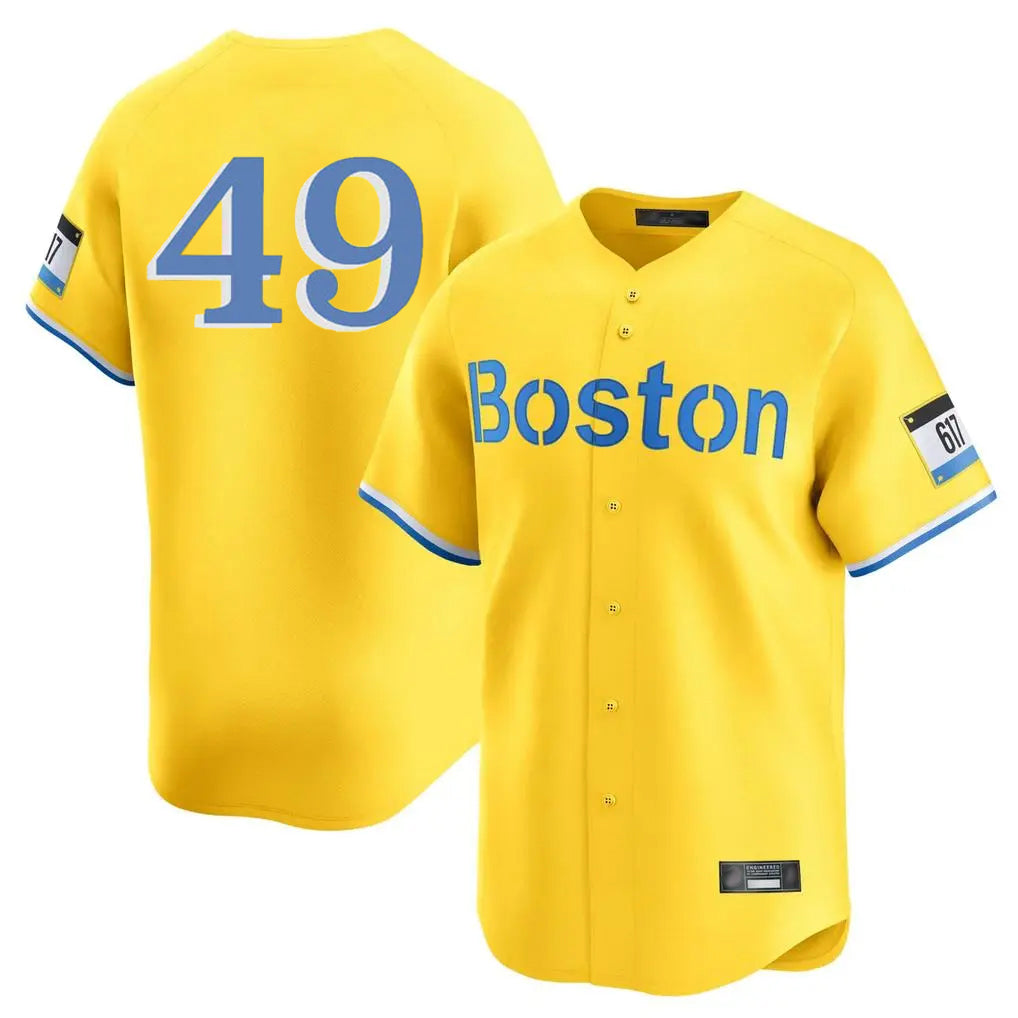 STECN B.Red Sox #49 Tim Wakefield Player Yellow Limited Home Game Stitched Jerseys