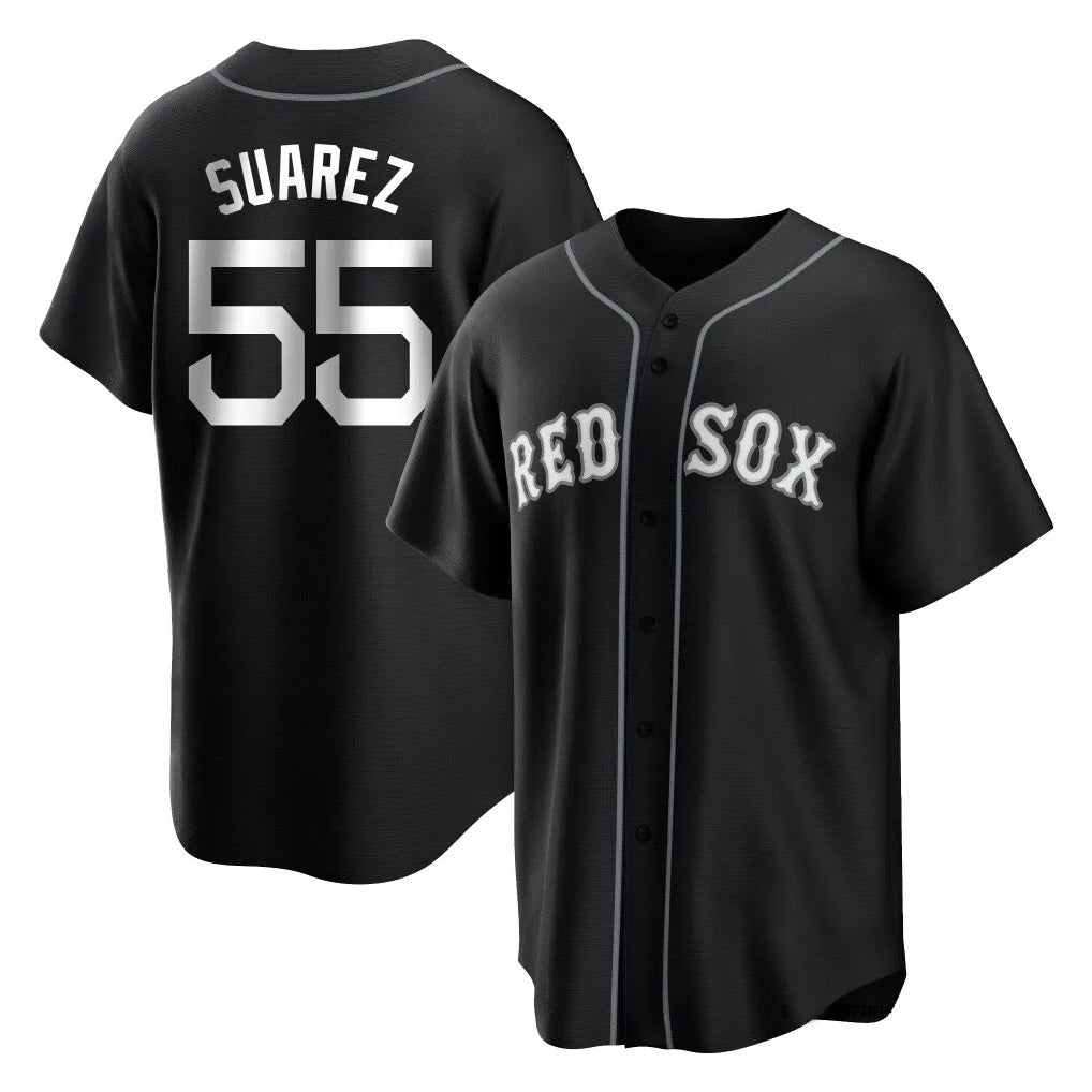 STECN B.Red Sox #55 Ranger Su¡§¡érez Player Black Home Game Stitched Jerseys