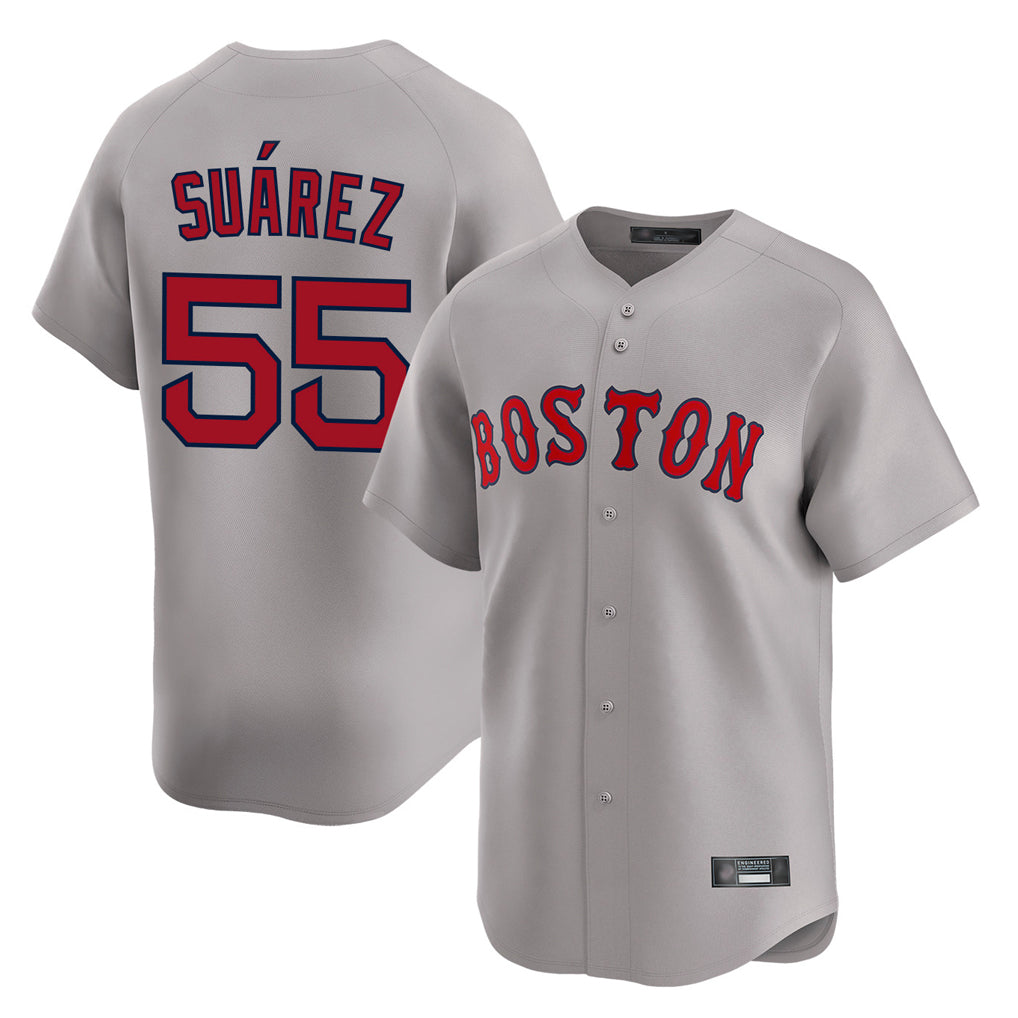 STECN B.Red Sox #55 Ranger Su¡§¡érez Player Gray Road Limited Home Game Stitched Jerseys