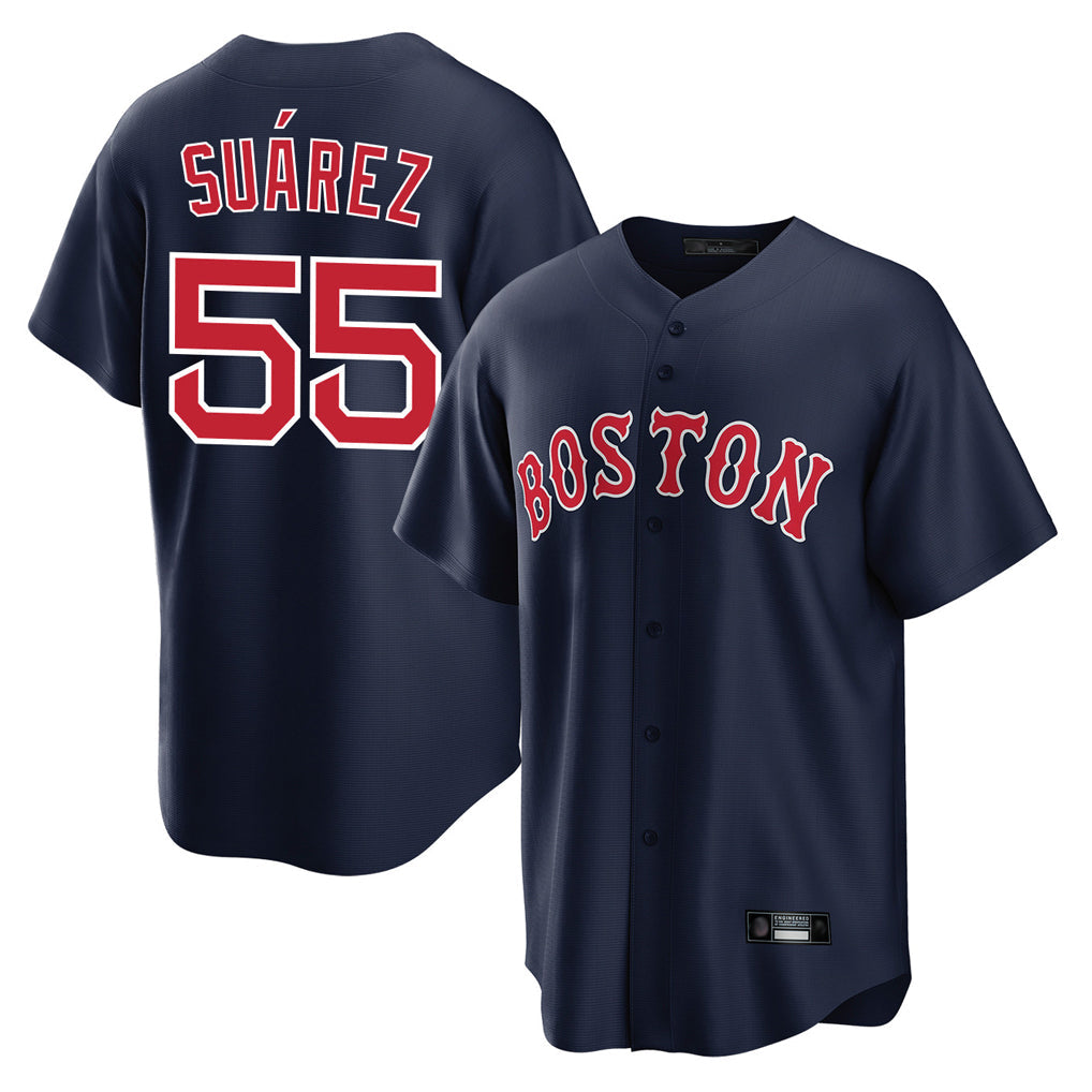 STECN B.Red Sox #55 Ranger Su¡§¡érez Player Navy Home Game Stitched Jerseys