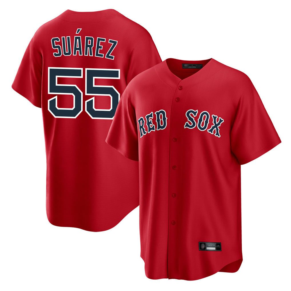 STECN B.Red Sox #55 Ranger Su¡§¡érez Player Red Home Game Stitched Jerseys