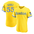 STECN B.Red Sox #55 Ranger Su¡§¡érez Player Yellow Limited Elite Home Game Stitched Jerseys