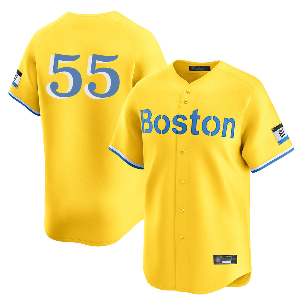 STECN B.Red Sox #55 Ranger Su¡§¡érez Player Yellow Limited Home Game Stitched Jerseys