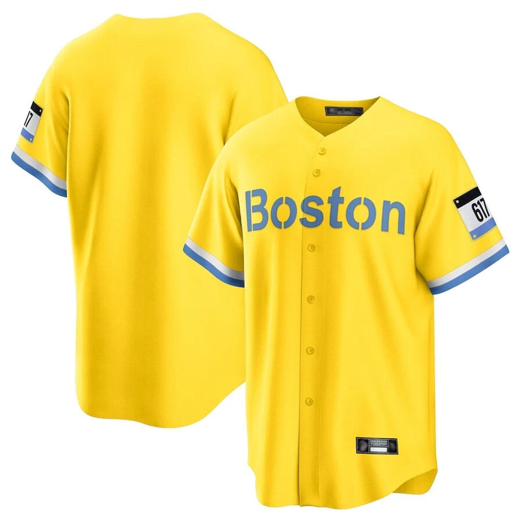 STECN B.Red Sox Blank Player Yellow Home Game Stitched Jerseys