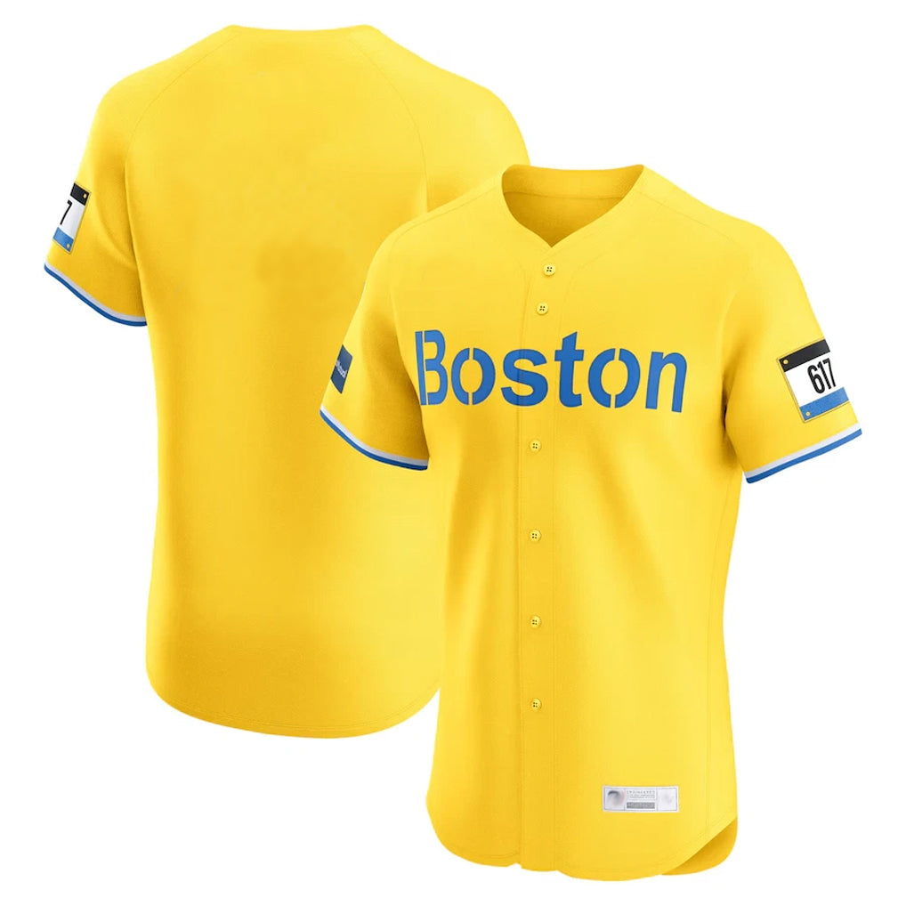 STECN B.Red Sox Blank Player Yellow Limited Elite Home Game Stitched Jerseys