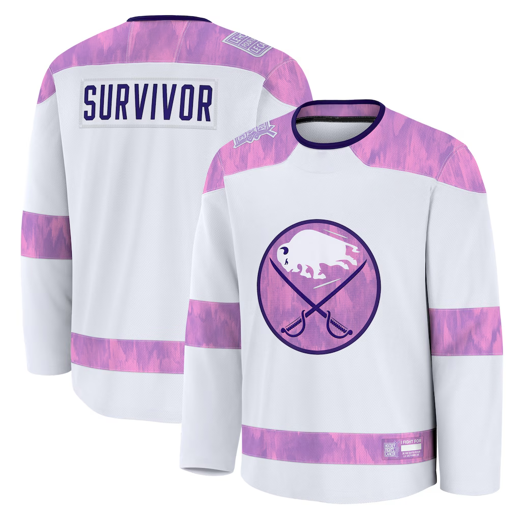 STECN B.Sabres White Hockey Fights Cancer Survivor Practice Stitched Jerseys
