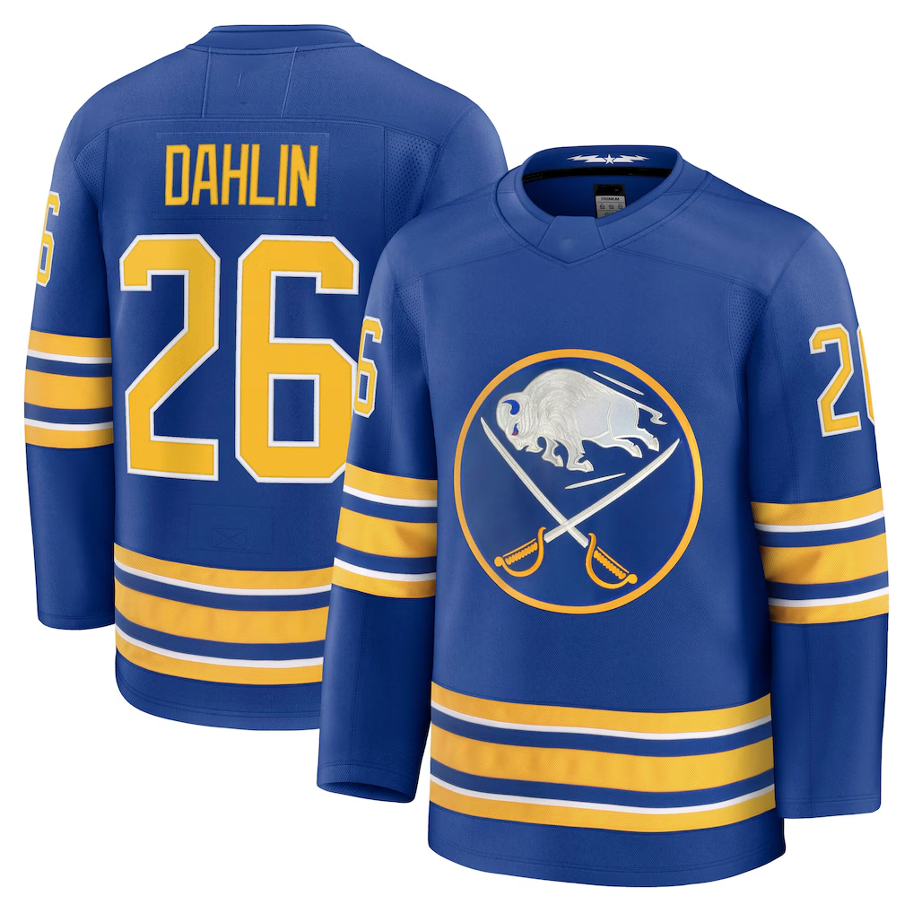 STECN B.Sabres #26 Rasmus Dahlin Royal Home Premium Stitched Jerseys