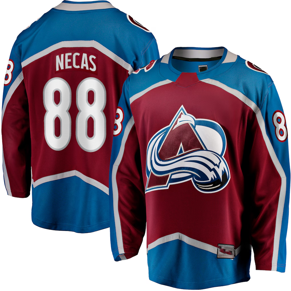 STECN C.Avalanche #88 Martin Necas Burgundy Breakaway Player Jerseys