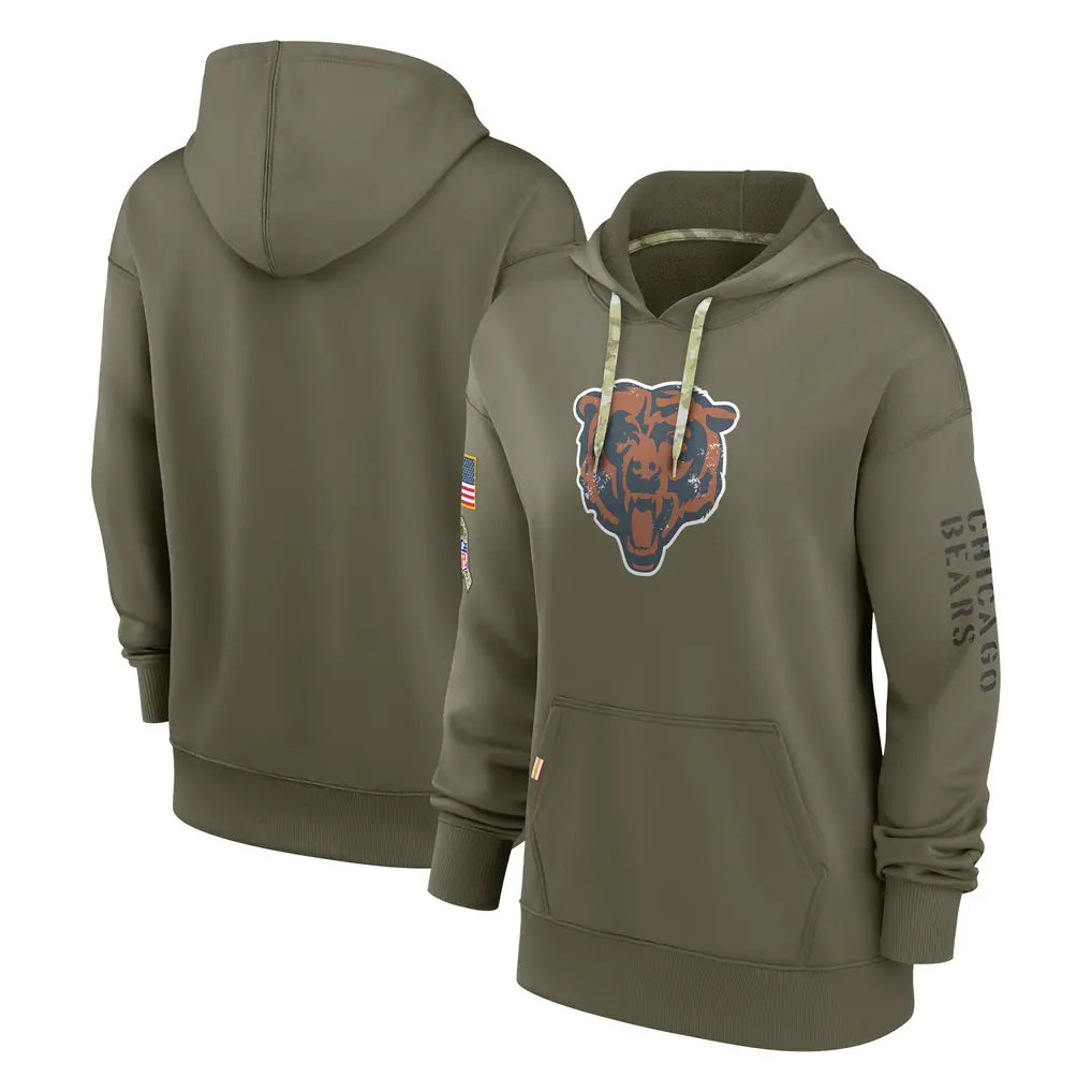 STECN C.Bears Olive Salute to Service Pullover Hoodies Blank Player Stitched Jerseys