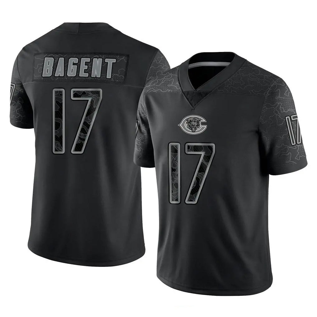 STECN C.Bears #17 Tyson Bagent Player Black REFLECTIVE Limited Game Stitched Jerseys