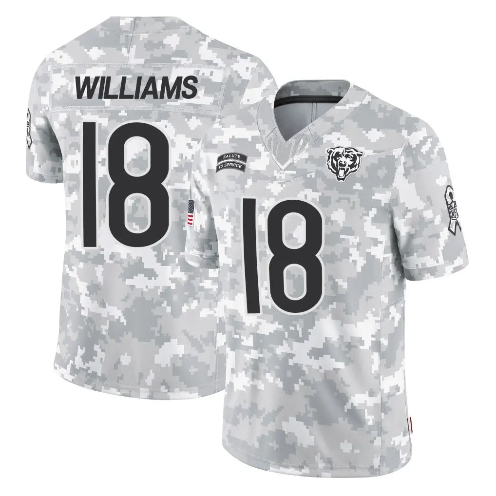 STECN C.Bears #18 Caleb Williams Player Arctic Camo Salute to Service Limited Stitched Jerseys