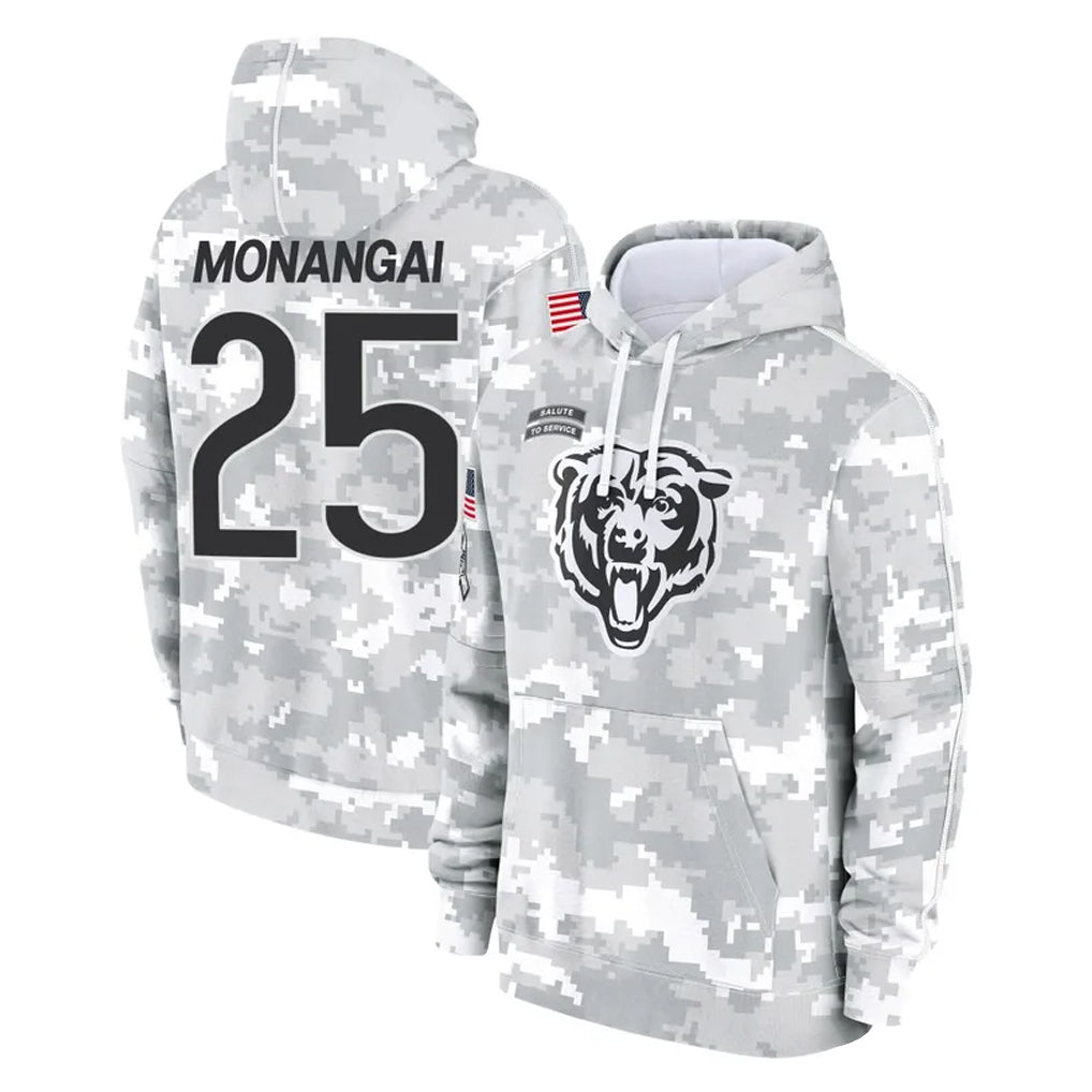 STECN C.Bears #25 Kyle Monangai Player Arctic Camo Salute to Service Pullover Hoodies Limited Stitched Jerseys