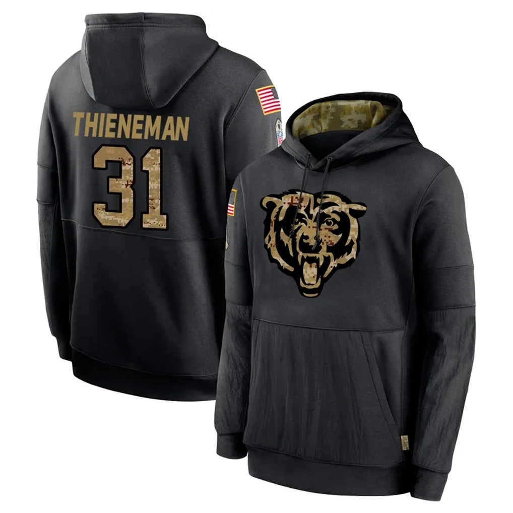 STECN C.Bears #31 Dillon Thieneman Player Black Salute to Service Pullover Hoodies Limited Stitched Jerseys
