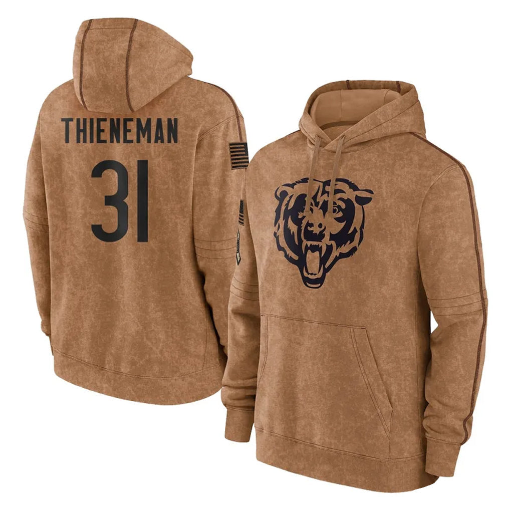 STECN C.Bears #31 Dillon Thieneman Player Brown Salute to Service Pullover Hoodies Limited Stitched Jerseys