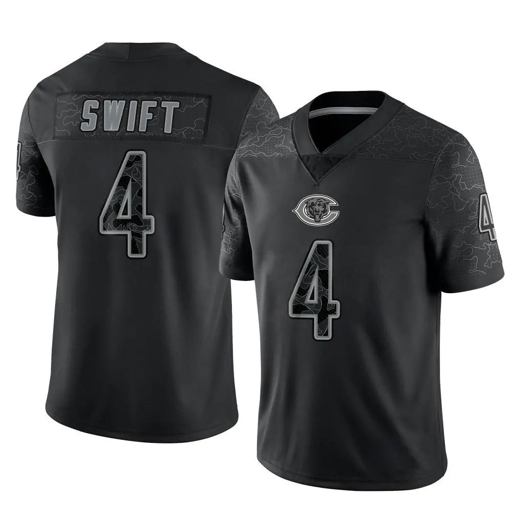 STECN C.Bears #4 D'Andre Swift Player Black REFLECTIVE Limited Game Stitched Jerseys