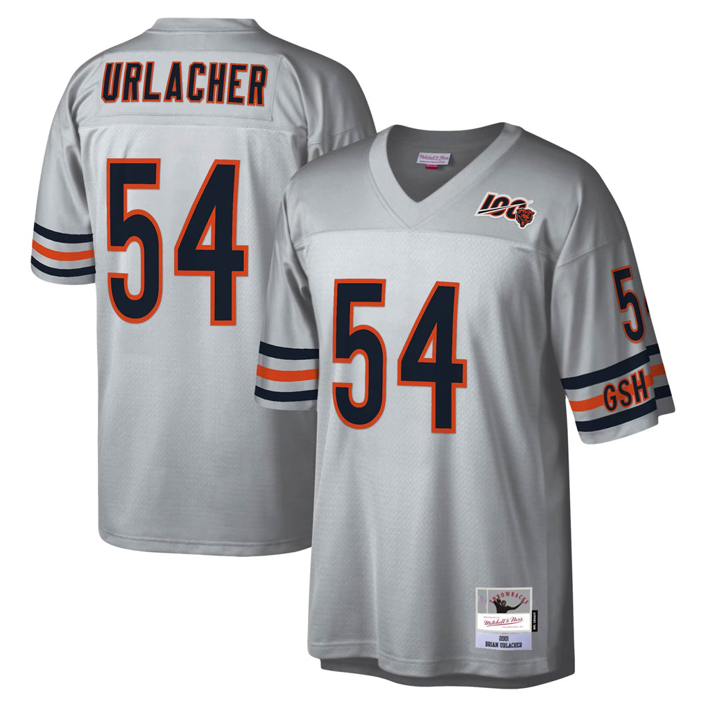 STECN C.Bears #54 Brian Urlacher Player Silver Mitchell & Ness Legacy Replica Stitched Jerseys