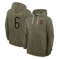 STECN C.Bears #6 Kyler Gordon Player Olive Salute to Service Pullover Hoodies Limited Stitched Jerseys