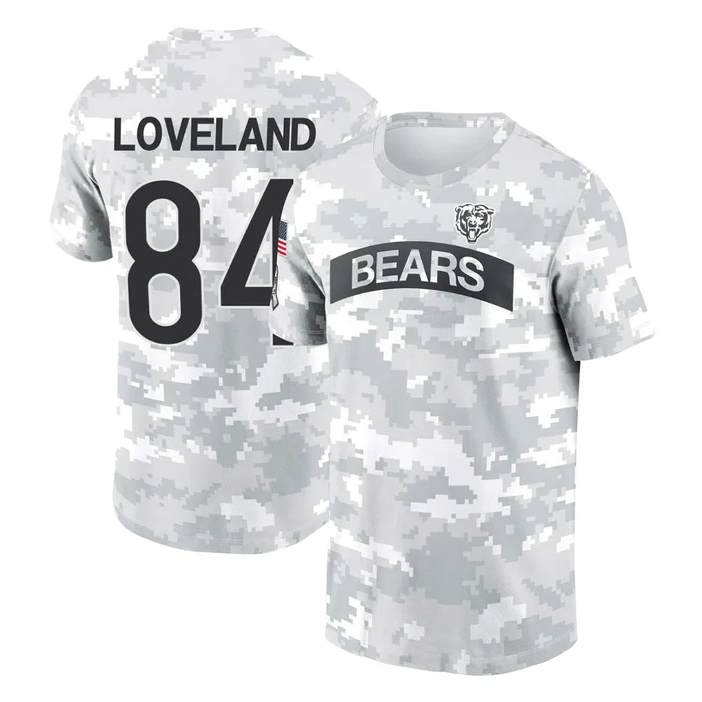 STECN C.Bears #84 Colston Loveland Player Arctic Camo Salute to Service Performance T-Shirt Limited Stitched Jerseys