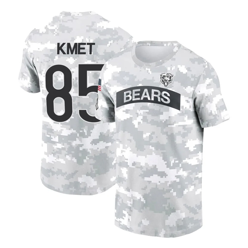 STECN C.Bears #85 Cole Kmet Player Arctic Camo Salute to Service Performance T-Shirt Limited Stitched Jerseys
