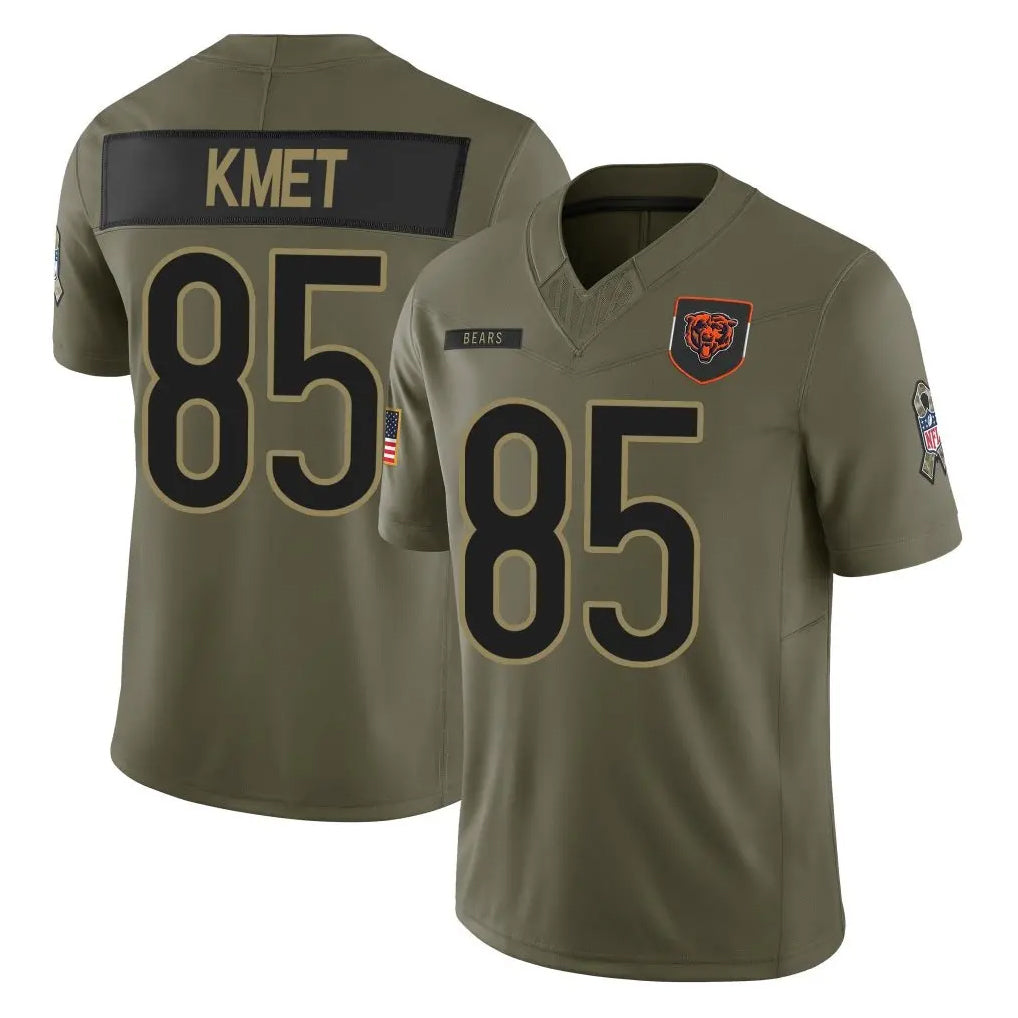 STECN C.Bears #85 Cole Kmet Player Olive Salute to Service Limited Home Game Stitched Jerseys