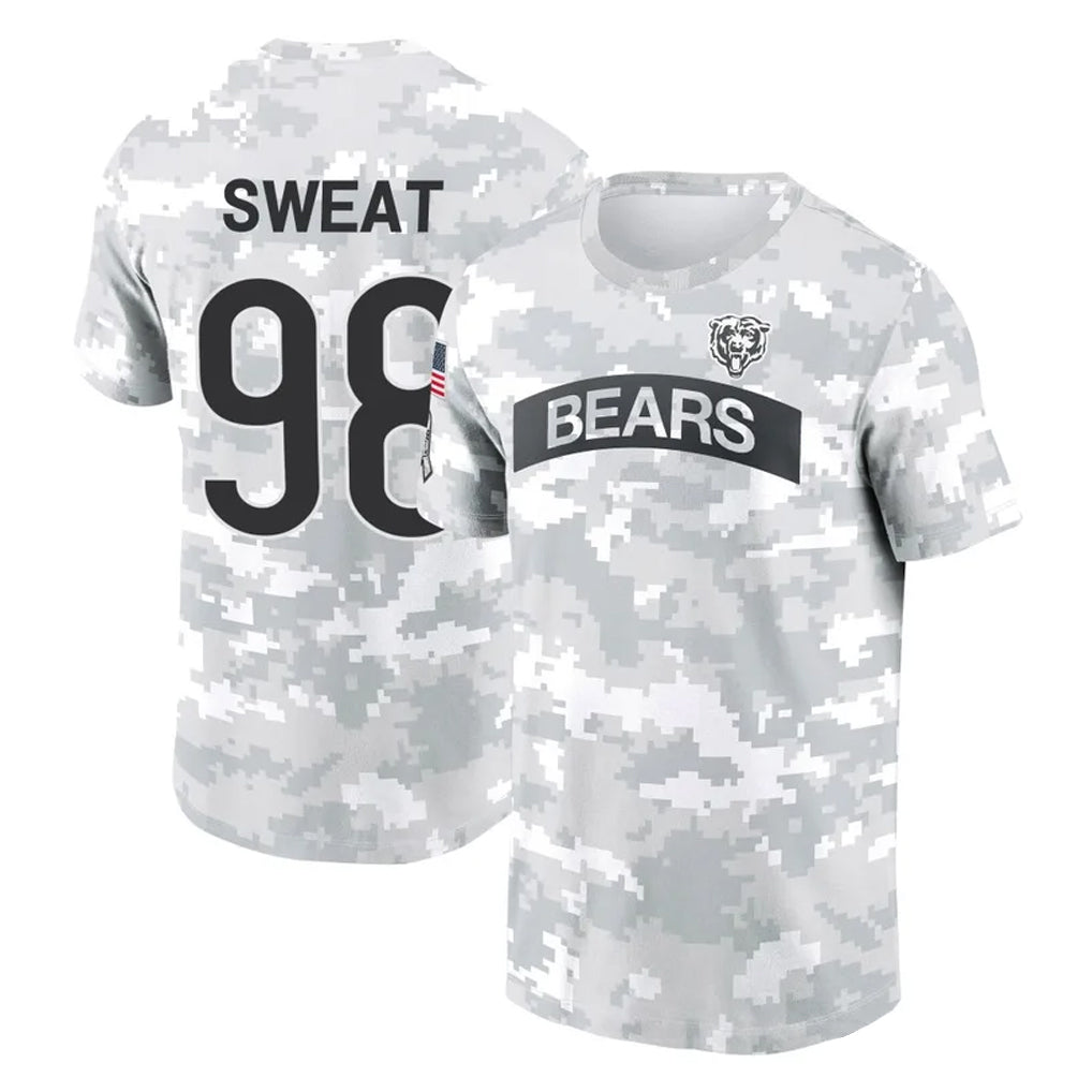 STECN C.Bears #98 Montez Sweat Player Arctic Camo Salute to Service Performance T-Shirt Limited Stitched Jerseys