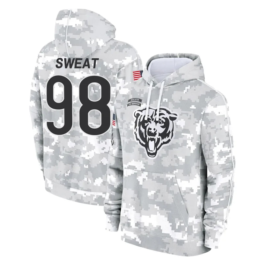 STECN C.Bears #98 Montez Sweat Player Arctic Camo Salute to Service Pullover Hoodies Limited Stitched Jerseys