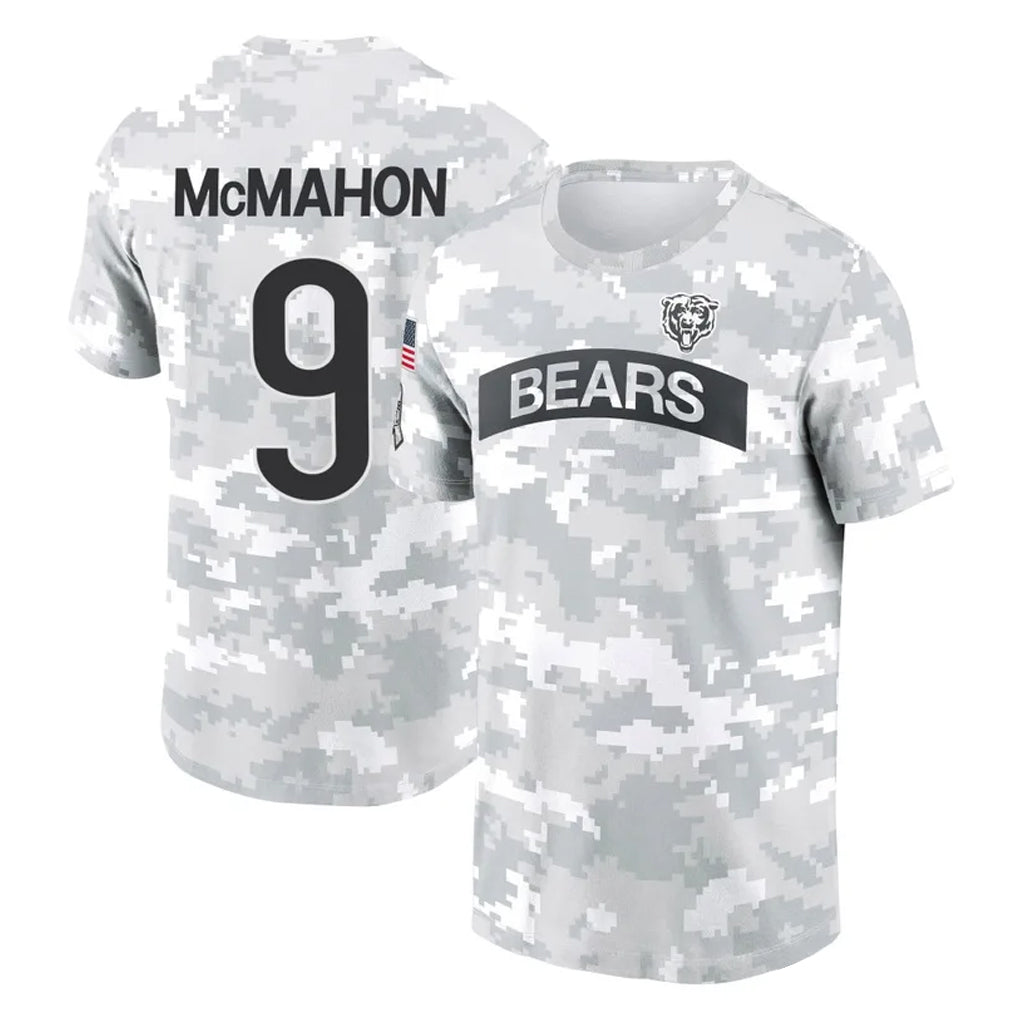 STECN C.Bears #9 Jim McMahon Player Arctic Camo Salute to Service Performance T-Shirt Limited Stitched Jerseys