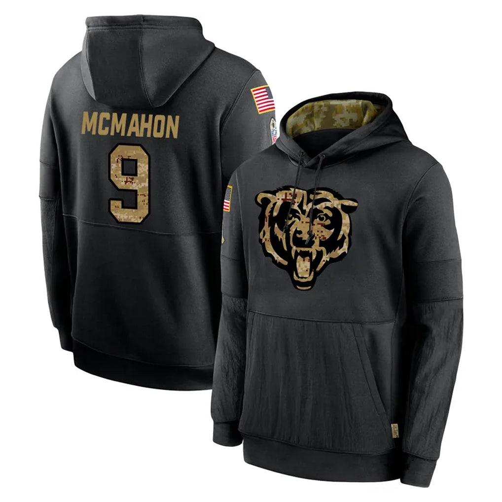 STECN C.Bears #9 Jim McMahon Player Black Salute to Service Pullover Hoodies Limited Stitched Jerseys