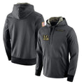 STECN C.Bengals Anthracite Salute to Service Player Performance Hoodie Blank Player Stitched Jerseys