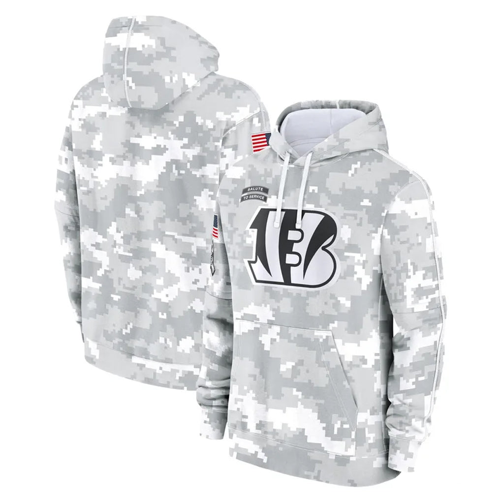 STECN C.Bengals Arctic Camo Salute to Service Pullover Hoodie Limited Blank Player Stitched Jerseys