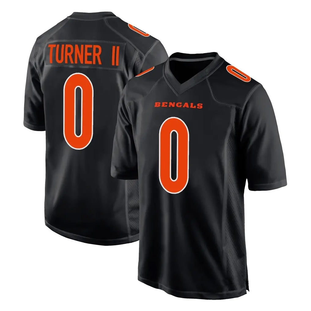 STECN C.Bengals #0 DJ Turner II Player Black Fashion Game Stitched Jerseys