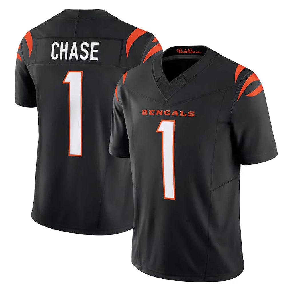 STECN C.Bengals #1 Ja'Marr Chase Player Black Vapor F.U.S.E. Limited Home Game Stitched Jerseys