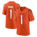 STECN C.Bengals #1 Ja'Marr Chase Player Orange Home Game Stitched Jerseys