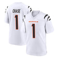 STECN C.Bengals #1 Ja'Marr Chase Player White Home Game Stitched Jerseys