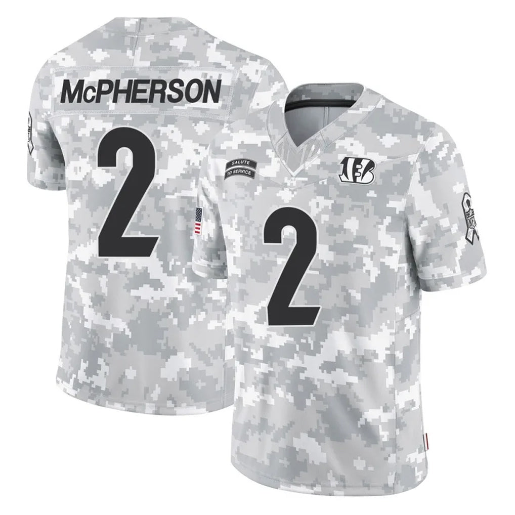 STECN C.Bengals #2 Evan McPherson Player Arctic Camo Salute to Service Limited Stitched Jerseys