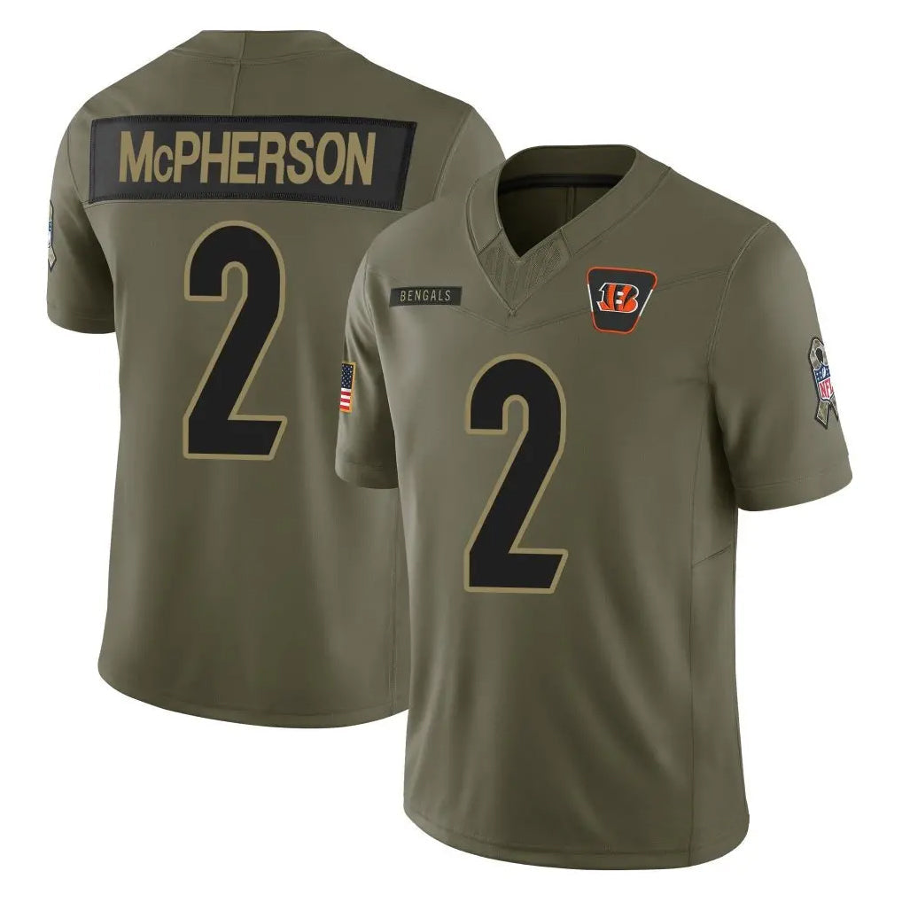 STECN C.Bengals #2 Evan McPherson Player Olive Salute to Service Limited Home Game Stitched Jerseys