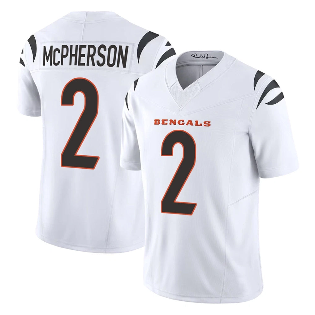 STECN C.Bengals #2 Evan McPherson Player White Vapor F.U.S.E. Limited Home Game Stitched Jerseys