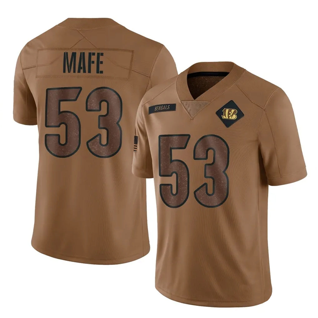 STECN C.Bengals #53 Boye Mafe Player Brown Salute to Service Limited Stitched Jerseys