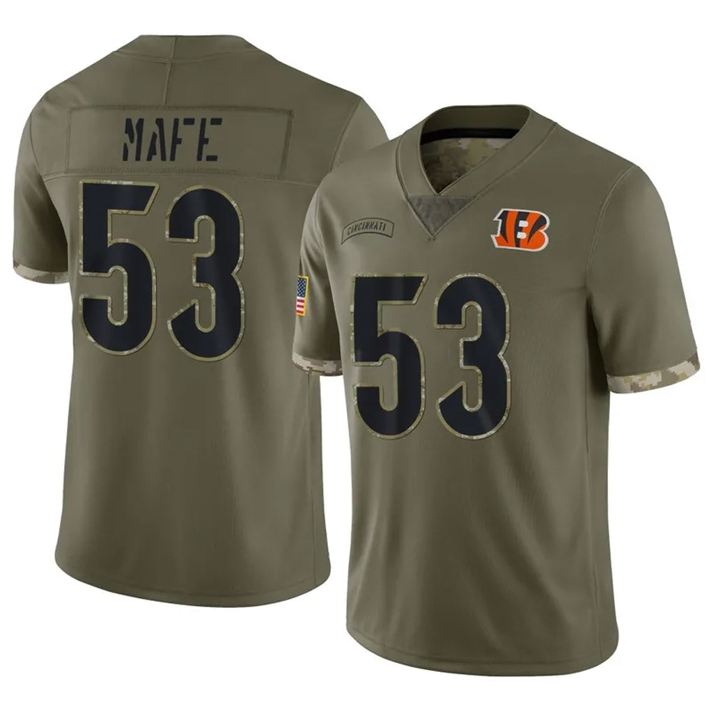 STECN C.Bengals #53 Boye Mafe Player Olive Salute to Service Limited Game Stitched Jerseys