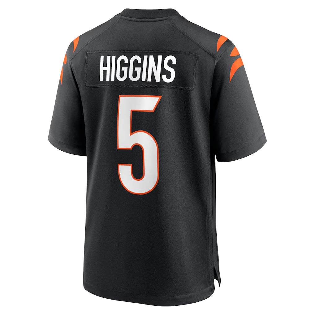 STECN C.Bengals #5 Tee Higgins Player Black Home Game Stitched Jerseys